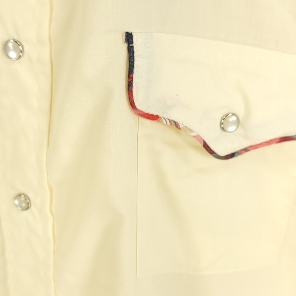 Vintage Van Cort Snap Front Western Shirt Men's XL Light Yellow Distressed - Picture 3 of 11